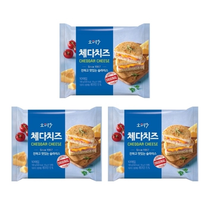 동원 소와나무 체다치즈 오리지널 180g x 3개 대표 이미지 - 상하치즈 추천