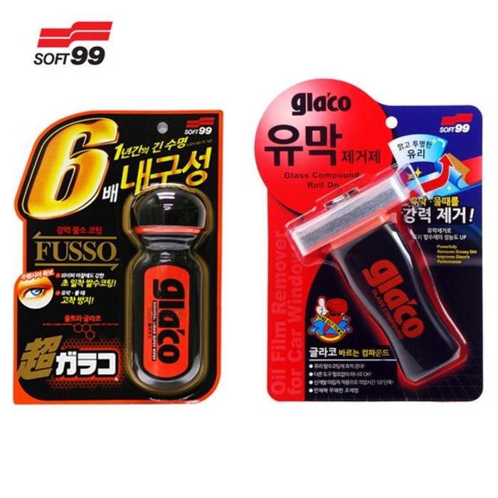 소프트99 글라코 유막제거제 100ml G-47 + 울트라 글라코 장기지속형 유리발수 코팅제 70ml G-19, 1세트 대표 이미지 - 발수코팅 추천