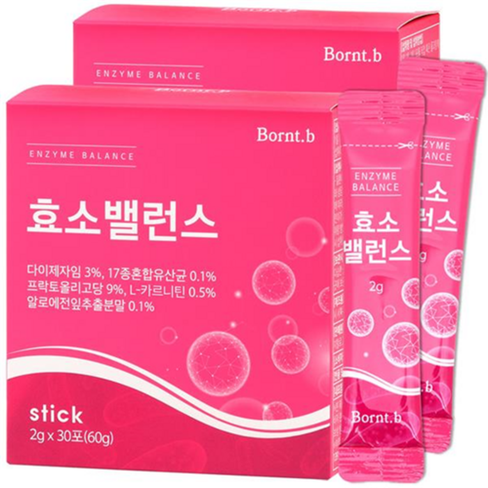 본트비 효소 밸런스 소화효소 5종 모유유산균 함유 맛있는 석류맛, 2g, 2박스 대표 이미지 - 맛있는 효소 추천