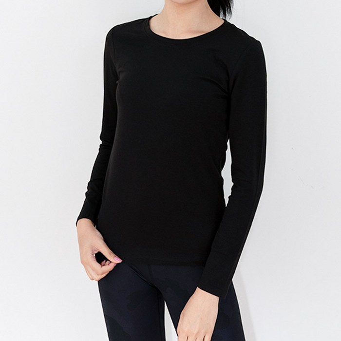 금자의전성시대 크루넥 (95%Cotton 5%Spandex) 긴팔 티셔츠 대표 이미지 - 여자 기본 라운드티 추천