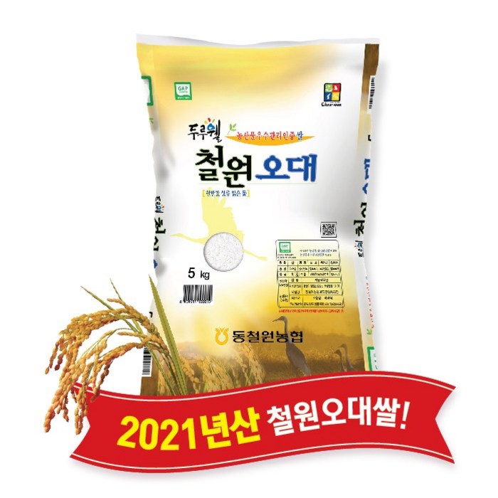 [당일도정] [동철원농협 직접운영] 2021년산 두루웰 철원오대쌀, 백미 5kg 대표 이미지 - 당일도정 쌀 추천