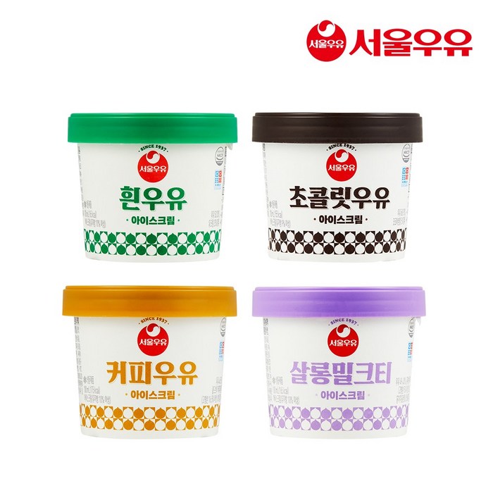 [서울우유] 아이스크림 미니컵 100ml 12개 (흰3+커피3+초코3+밀크티3), 단품 대표 이미지 - 우유 아이스크림 추천