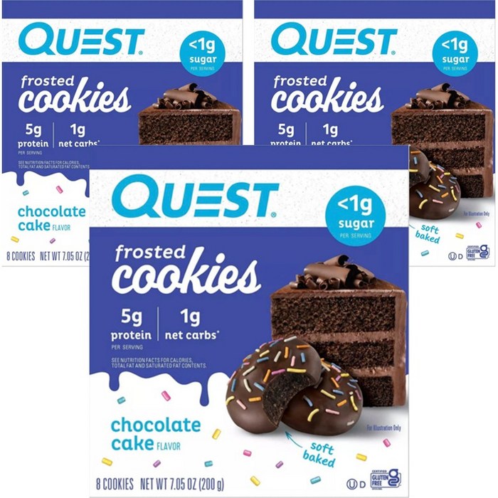 퀘스트뉴트리션 프로스트 쿠키 초콜릿 케이크 8개입, 200g, 3개 대표 이미지 - 퀘스트 뉴트리션 추천