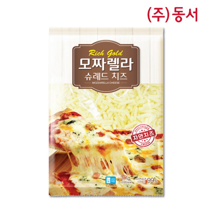 동서 99% 자연치즈 모짜렐라치즈 1kg, 1개 대표 이미지 - 슈레드 치즈 추천