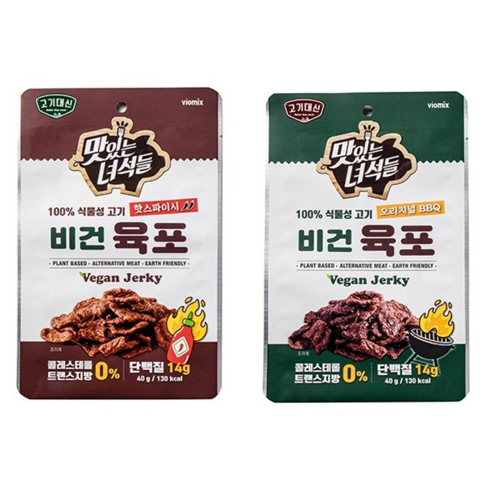 고기대신 콩고기 맛있는녀석들 비건 육포 아기 대체육 채식, 오리지널 BBQ 3봉+비건육포 핫스파이시 3봉 대표 이미지 - 대체육 추천