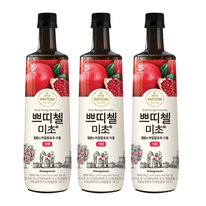 CJ쁘띠첼 미초석류 900ml*3병, 3병, 900ml 대표 이미지 - 쁘띠첼 추천