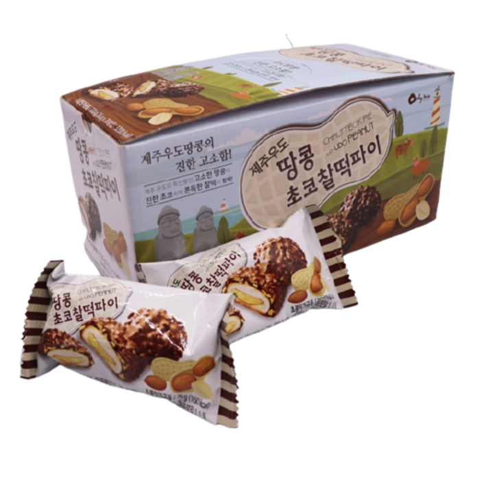 [세종상사] 우도 땅콩 초코찰떡파이 36g x 20개입 박스 수량별 판매 + 펭수 마스킹 테이프 사은품 지급, 1박스 대표 이미지 - 아이들이 좋아하는 간식 추천