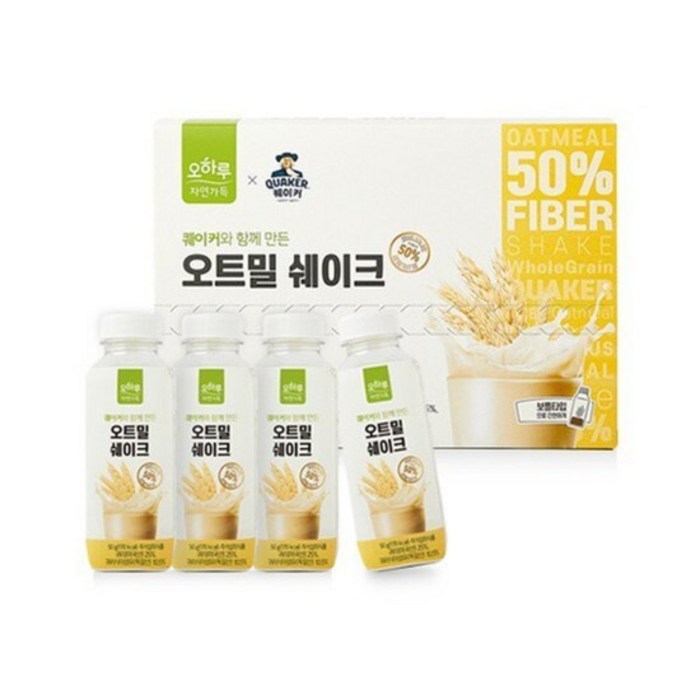 [오하루자연가득X퀘이커] 오트밀 쉐이크 12입X2박스, 600g, 2박스 대표 이미지 - 오트밀 쉐이크 추천