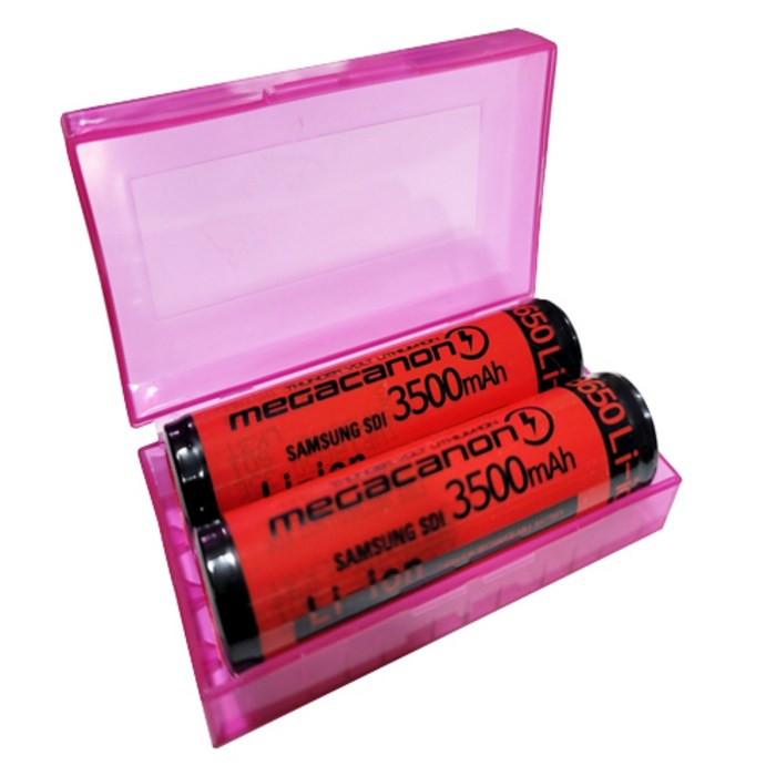 [2+1] 국산 충전식 리튬 이온 2600mAh 3500mAh 보호회로 볼록형 18650 배터리 KC인증 프리미업 고품질 배터리(배터리2p+안전케이스1P), 3500mAh 2p(안전케이스1p포함) 대표 이미지 - 전자담배 건전지 추천