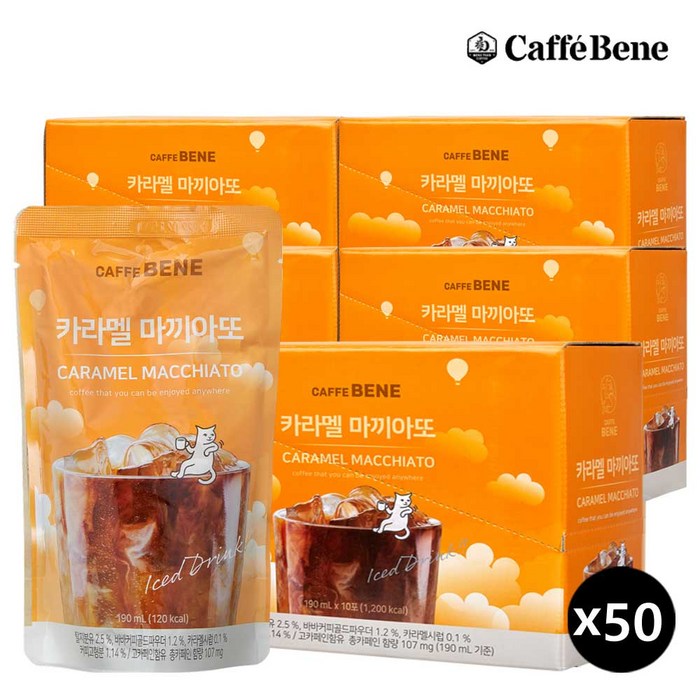 카페베네 커피파우치 카라멜마끼아또, 190ml, 50개 대표 이미지 - 카라멜 마끼아또 추천