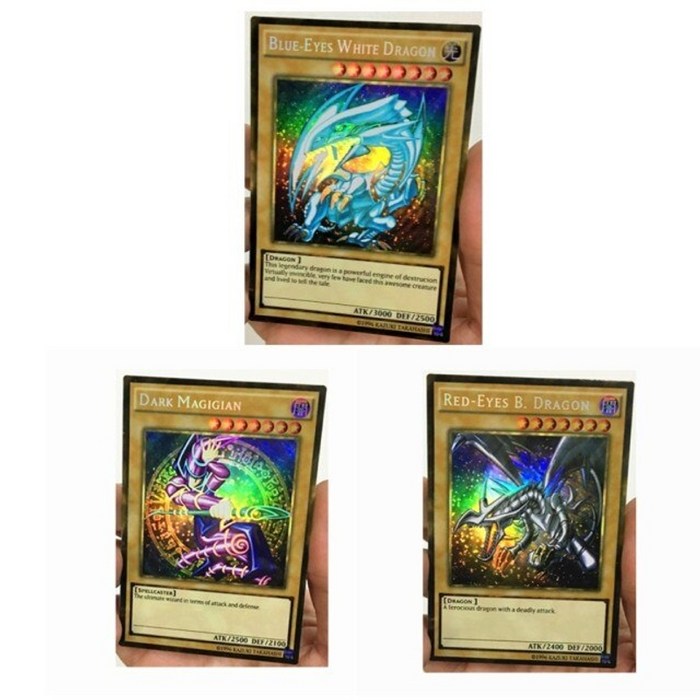 유희왕 TCG English Blue-Eyes White Dragon Black Magician DIY 장난감 취미 취미 수집품 Game Collection Anime, 3개 대표 이미지 - 유희왕 희귀카드 추천