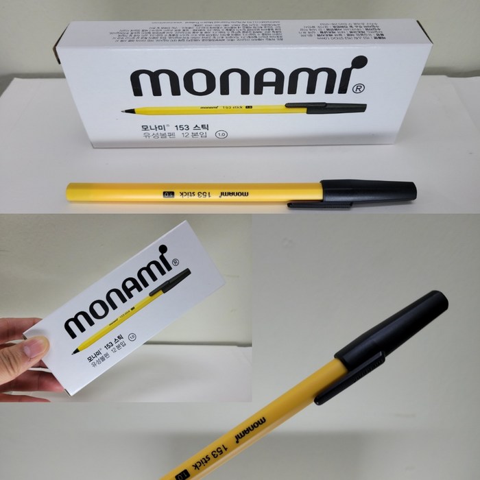 모나미볼펜 흑색 1.0 잘써지는 스틱볼펜 1mm 12자루 한다스 1다스, 흑색/1.0mm 대표 이미지 - 모나미 추천
