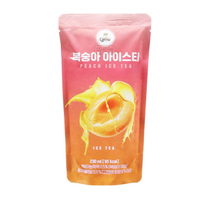 복숭아아이스티 홍차 에이드 편의점 여름음료 피치티 과일맛 주스 230ml 10팩 대표 이미지 - 편의점 주스 추천