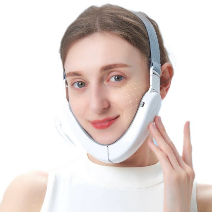 Hyang V라인 얼굴 마사지기 무선 진동 휴대용 얼굴 라인 관리 USB 충전식 안마기, 화이트 대표 이미지 - 얼굴 마사지 추천