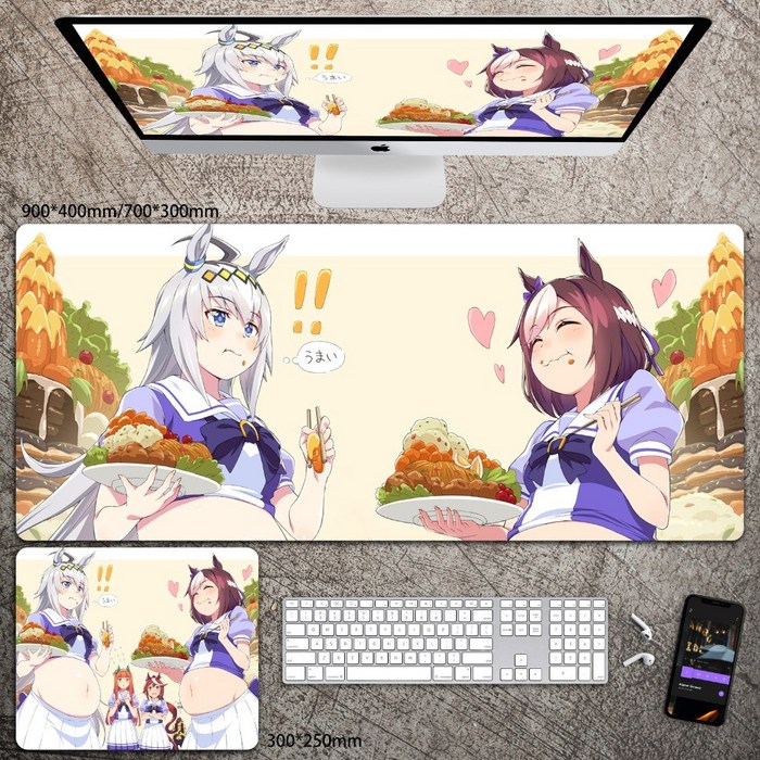 우마무스메 대형 마우스 장패드 긴 빅사이즈 키보드 책상 데스크 패드, 700x300mm + 3mm개, AL 대표 이미지 - 우마무스메 장패드 추천