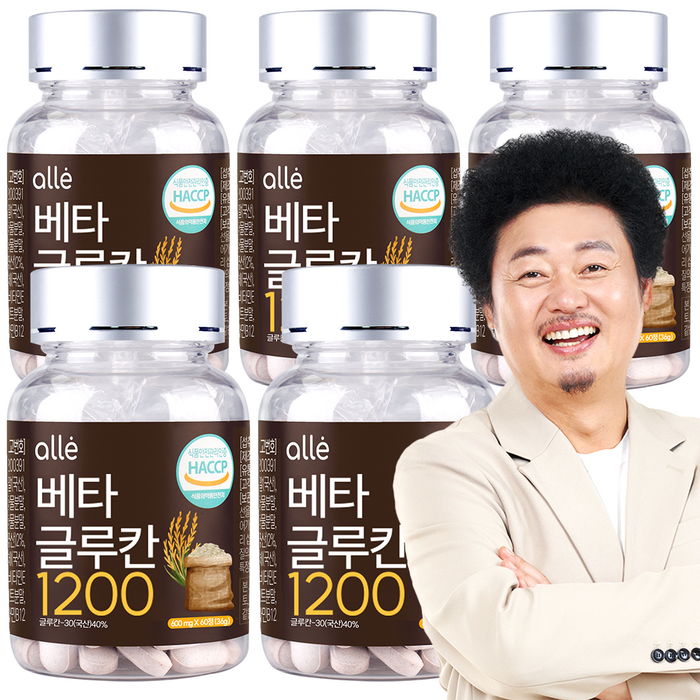 베타글루칸 1200 알레 600mg X 60정, 5개 대표 이미지 - 베타글루칸 추천