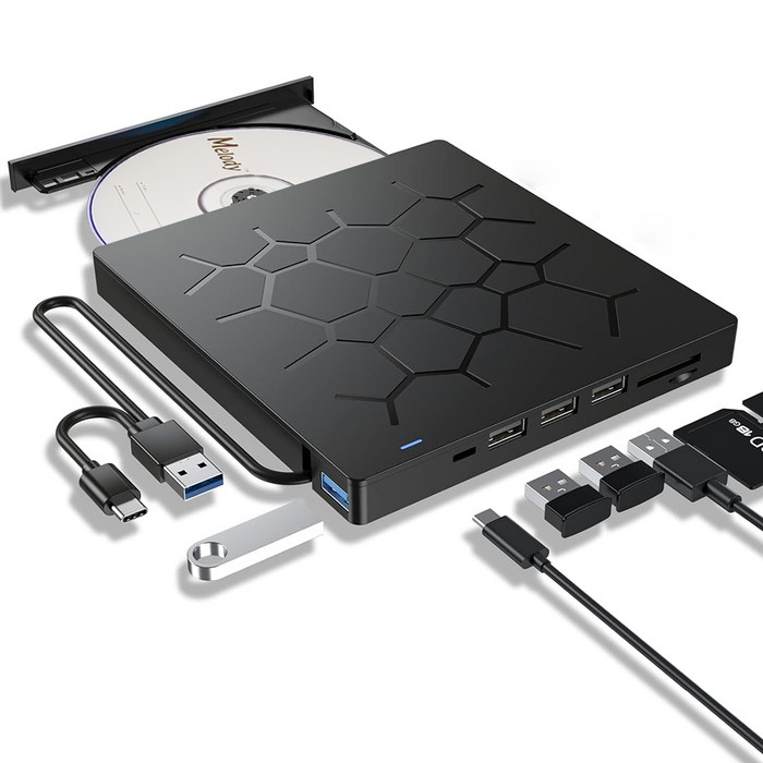 7in1 멀티허브 USB 3.0 A C타입 외장 ODD CD DVD롬 레코더 ED02, 본상품선택 대표 이미지 - 멀티허브 추천