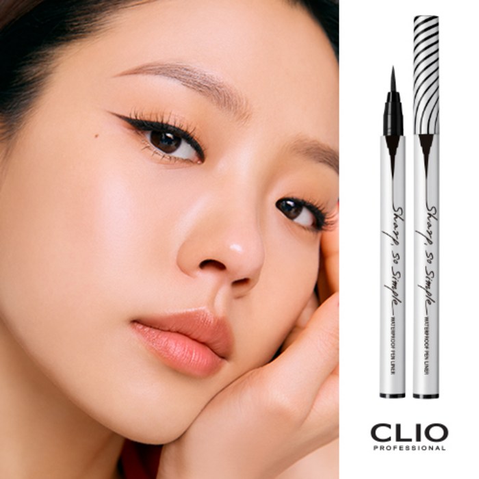 클리오 샤프 쏘 심플 워터프루프 펜 라이너 0.65ml, 01 블랙, 1개 대표 이미지 - 물놀이 메이크업 추천