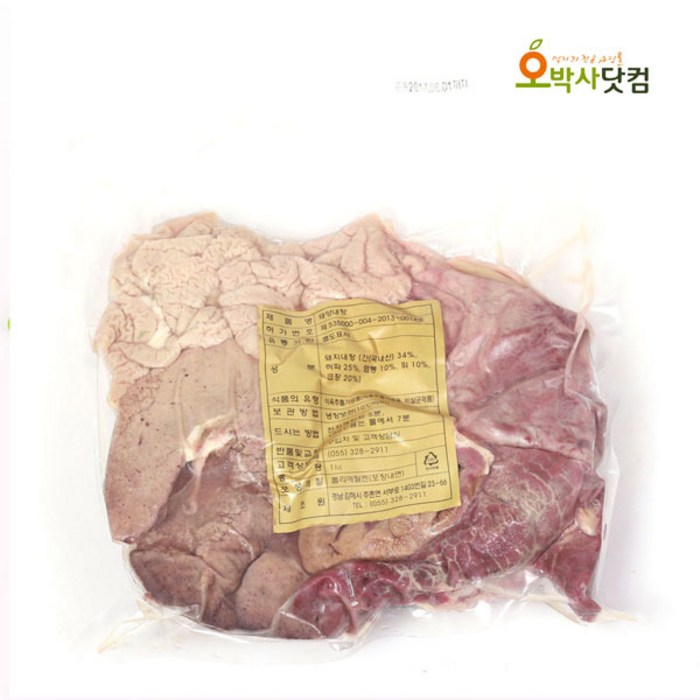 오다셰프 오박사 찰 순대 돼지 내장 1kg 돼지부속, 1개 대표 이미지 - 돼지 부속 추천