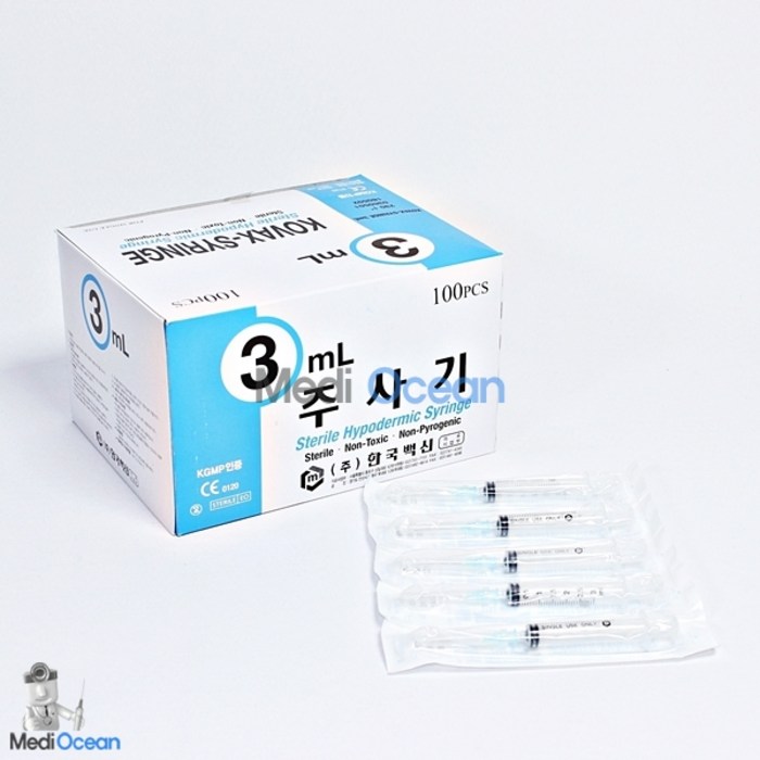한국백신 일회용 주사기 3ml 23g 100p, 1개 대표 이미지 - 주사기 추천