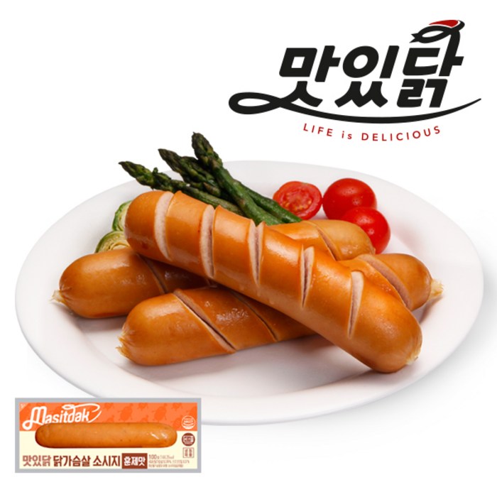 맛있닭 닭가슴살 소시지 훈제맛 100gX10팩(1kg), 훈제 10팩 대표 이미지 - 닭가슴살 소세지 추천