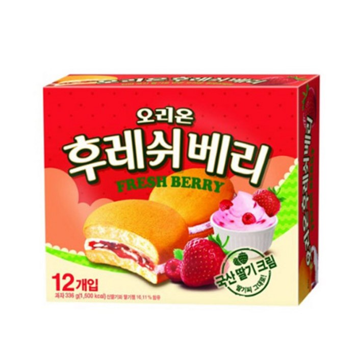 오리온 딸기 후레쉬베리, 336g, 2박스 대표 이미지 - 크림빵 추천