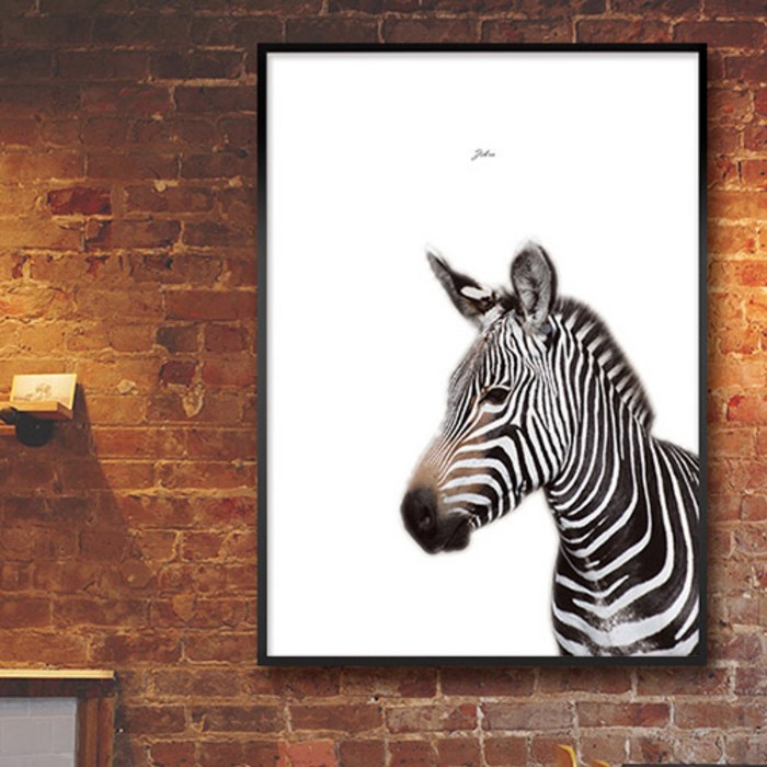마카오팜 동물 포스터 그림액자 시리즈, 09_Zebra_얼룩말 대표 이미지 - 고래 그림 추천