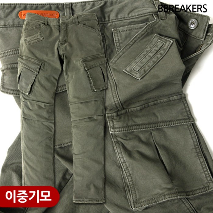 비브레이커스 겨울 기모 카고 바지(VG27 카키기모) 스판슬림세미핏(28~38) 대표 이미지 - 남자 스판청바지 추천