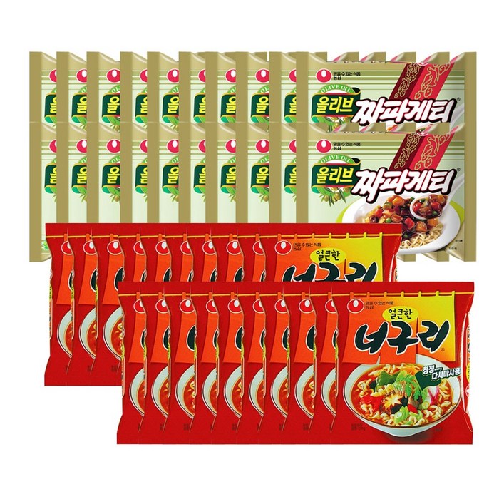 [킹스랜드] 농심 너구리 얼큰한맛 20개 + 농심 짜파게티 20개, 1개 대표 이미지 - 짜빠구리 추천