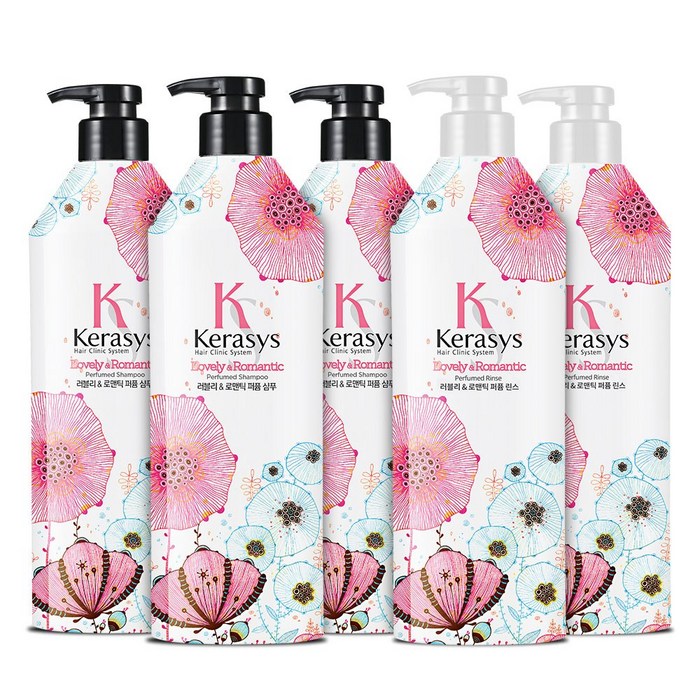 애경 케라시스 퍼퓸 러블리 600mlx5개(샴푸3린스2) 퍼퓸샴푸, 600ml, 1세트 대표 이미지