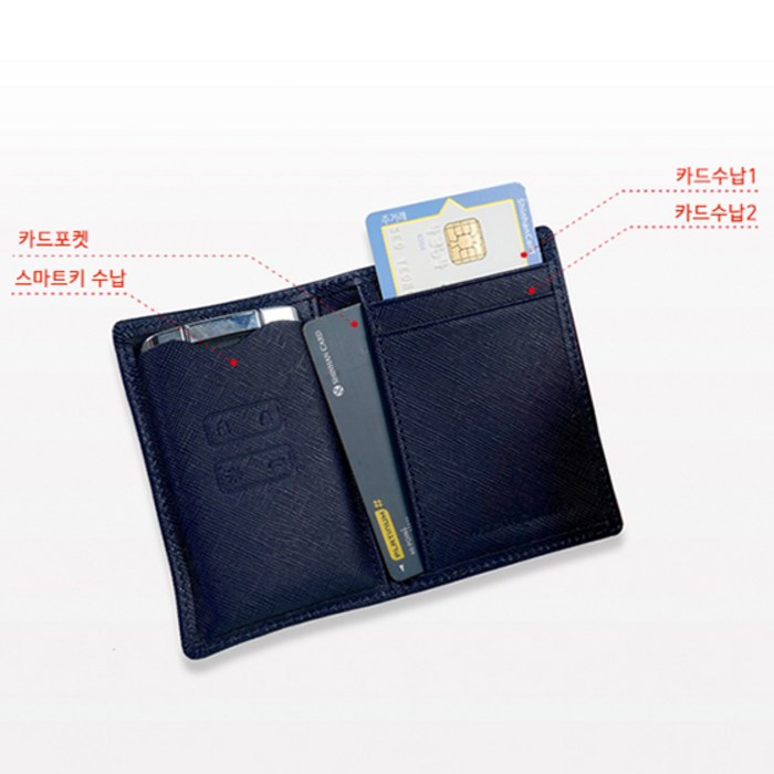 이지스오토랩 SM6 QM6 XM3 스마트 키홀더 키케이스 키지갑 스마트키홀더, 1.심플2 네이비 대표 이미지 - QM6 키케이스 추천