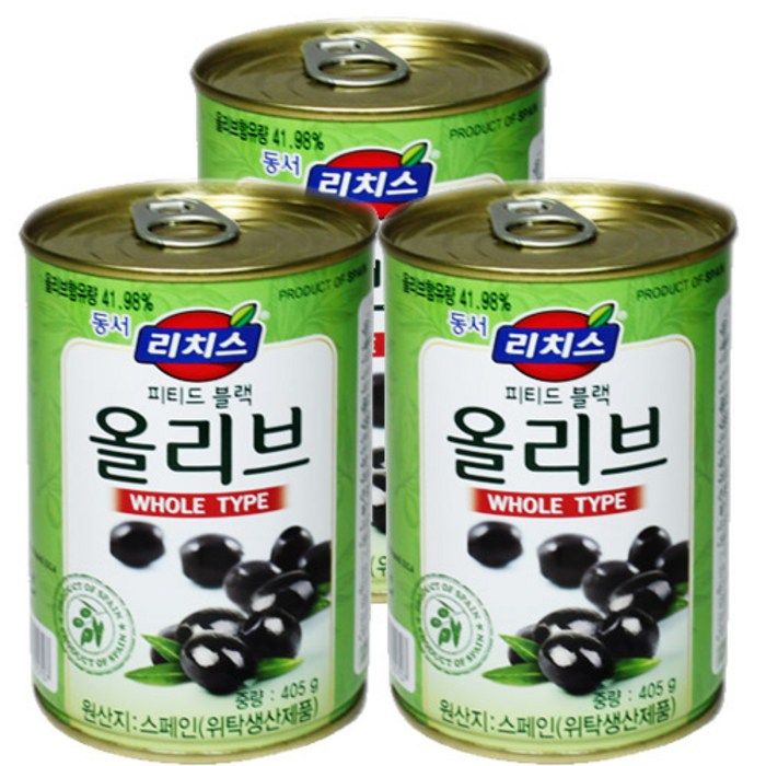 동서 DH003)리치스 올리브 홀 405g 3캔 대표 이미지 - 올리브 추천