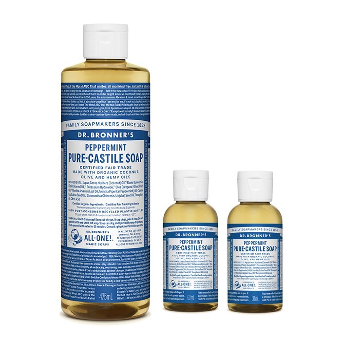 닥터브로너스 캐스틸 솝 페퍼민트 475ml 1개 + 60ml 2개, 1세트, 595ml 대표 이미지 - 닥터브로너스 추천