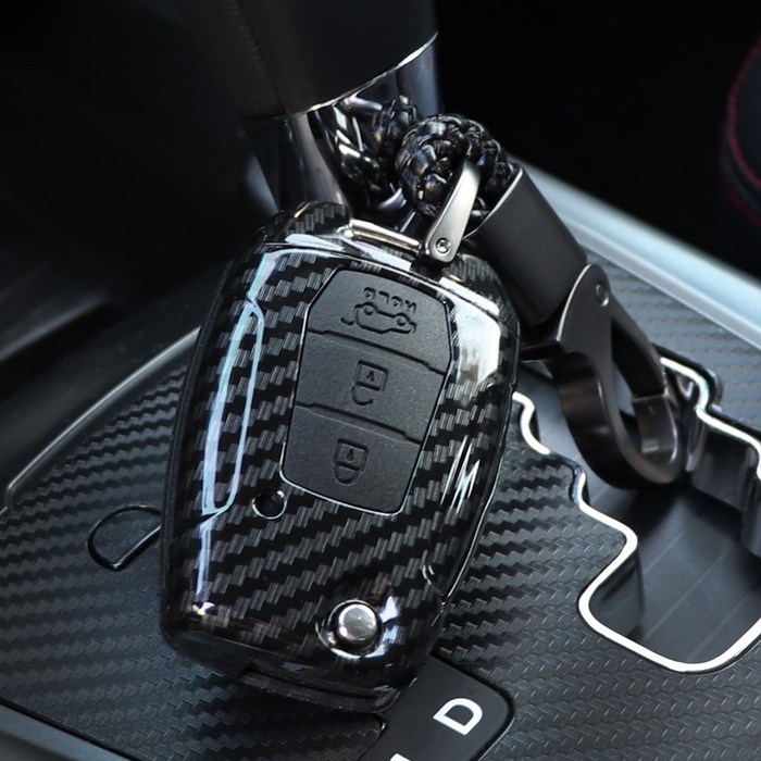 JS automotive G4렉스턴 스마트키 카본 하이브리드 키케이스 키커버 키홀더 키링 용품, 키케이스-레드 / 키링-블랙 대표 이미지 - 렉스턴 키케이스 추천