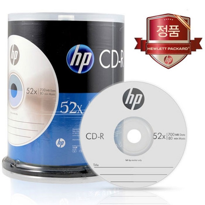 [HP] CD-R 52x 700MB 원통케익 100장 - 공CD 공씨디 대표 이미지 - 공CD 추천