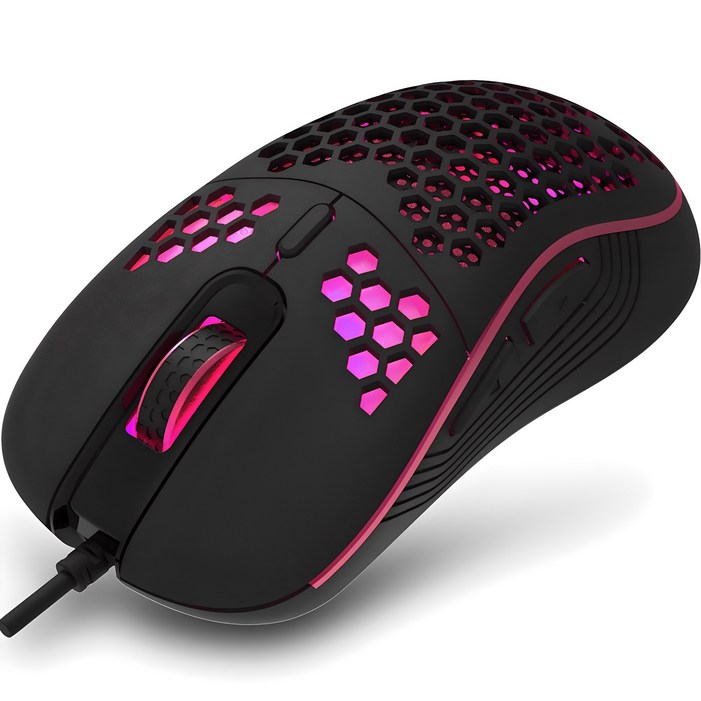 지클릭커 슈퍼히어로 에어 초경량 무소음 게이밍 유선 마우스, CT190, 블랙