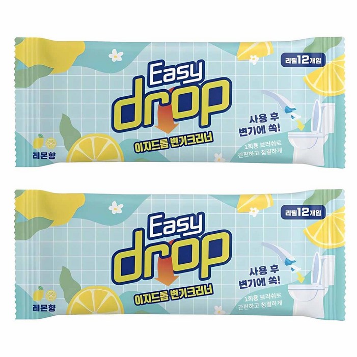 이지드롭 일회용 변기크리너 뉴 레몬향, 2개