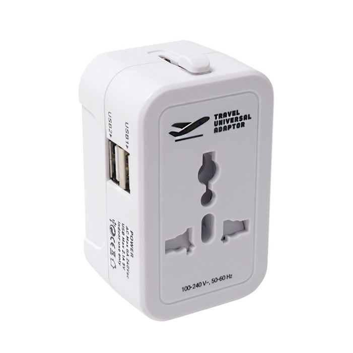 홈플래닛 해외 여행용 멀티 어댑터 USB 2포트 파우치 세트
