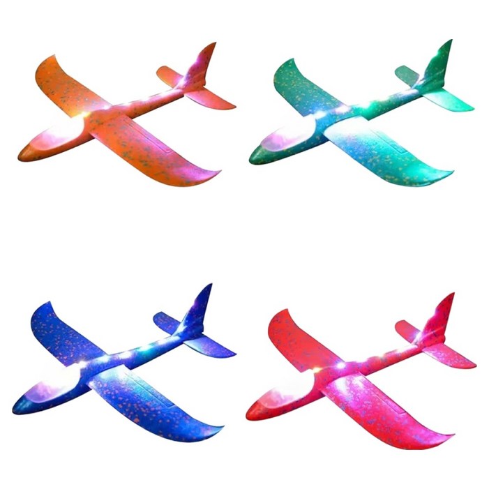 플리베 LED 에어글라이더 비행기 4종 세트, 빨강  주황  초록  파랑, 1세트