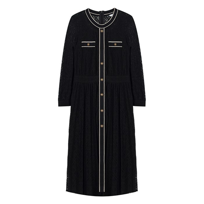 크로커다일 레이디 배색단 포인트 허리주름 보온 롱원피스 CLBWOP302