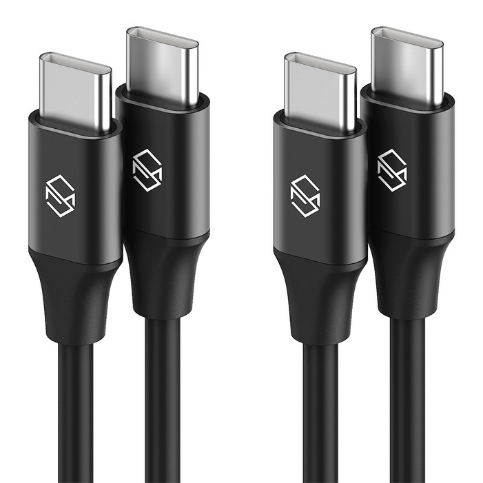 신지모루 C to C PD 고속충전 케이블 60W 2p, 블랙, 2m, 2개