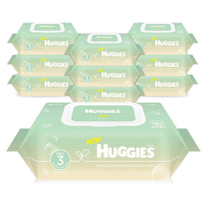 하기스 퓨어그린 아기물티슈 캡형