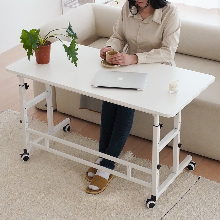 레몬트리 이동식 스탠딩 높이조절 멀티 테이블 1200, 화이트