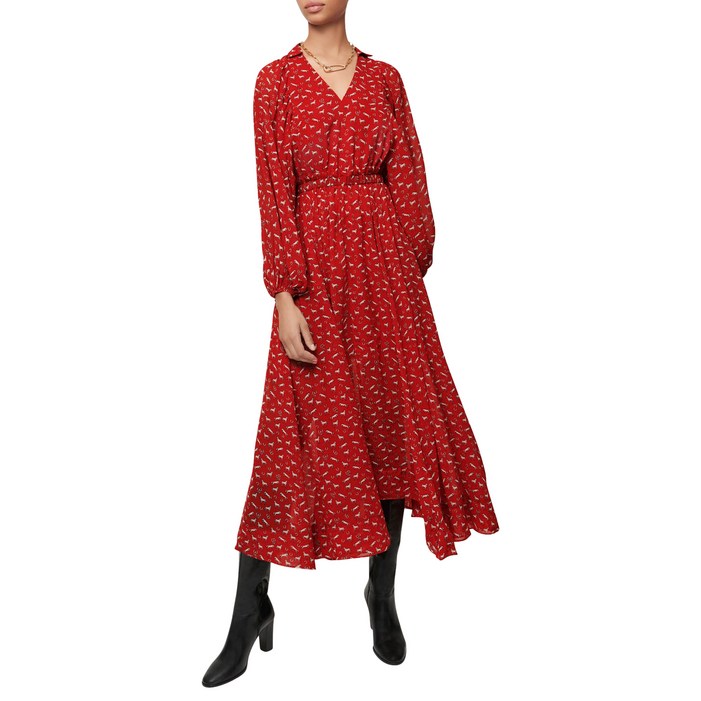 마쥬 여성 롬베 프린트 브이넥 미디 원피스 드레스 1051709 관부가세포함가