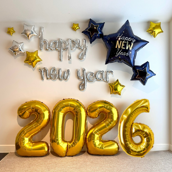 연말파티 2026 풍선세트 신년행사 포토존 해피뉴이어 송년 새해행사 필기체 3번