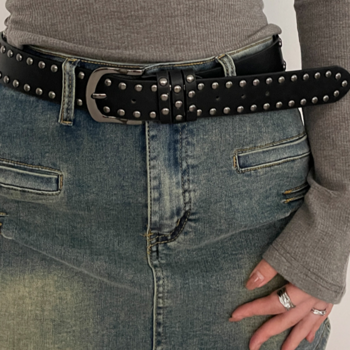 코지웨이브 스터드 포인트 레트로 패션 빈티지 벨트