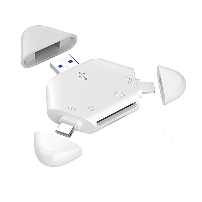 TF 카드 리더기 다기능 Apple 휴대 전화, TypeC USB 컴퓨터, Android 태블릿 카메라 카드 리더기에 적합, 1개