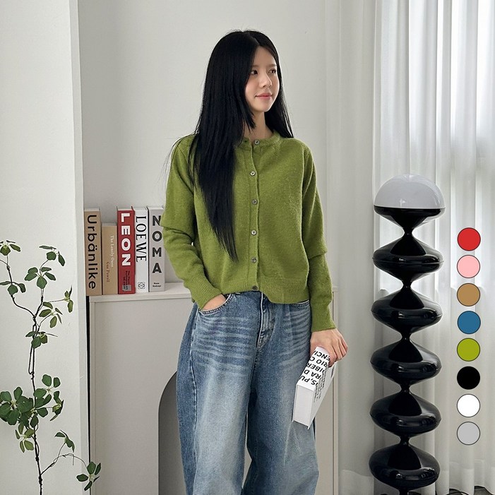 디테일웨어 여성 데일리 니트 가디건 간절기 부드러운 비스코스 소재 8컬러 단정한 여자니트 베이직 기본 긴팔 가디건