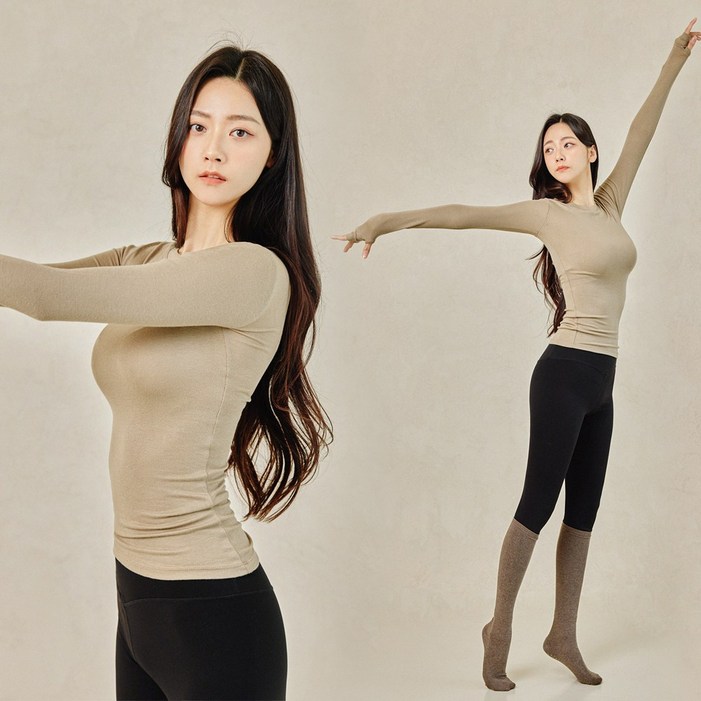 뮤즈마인 아몬즈 핸드워머 티셔츠 데일리 요가복 필라테스 긴팔 상의 핑거홀 슬림핏 레이어드티 이너티 헬스 테니스 홈트 등산 발레
