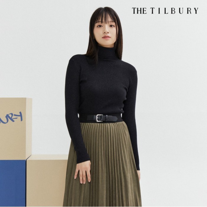 더틸버리 슬림핏 골지 터틀넥 풀오버 니트 TPAN1PO60W 977742